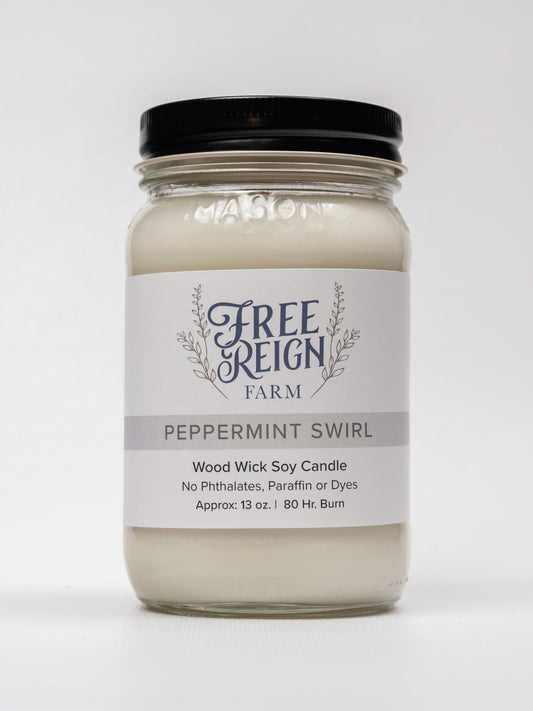 Peppermint Swirl Wood Wick Candle