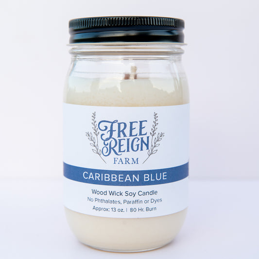 Caribbean Blue Wood Wick Candle